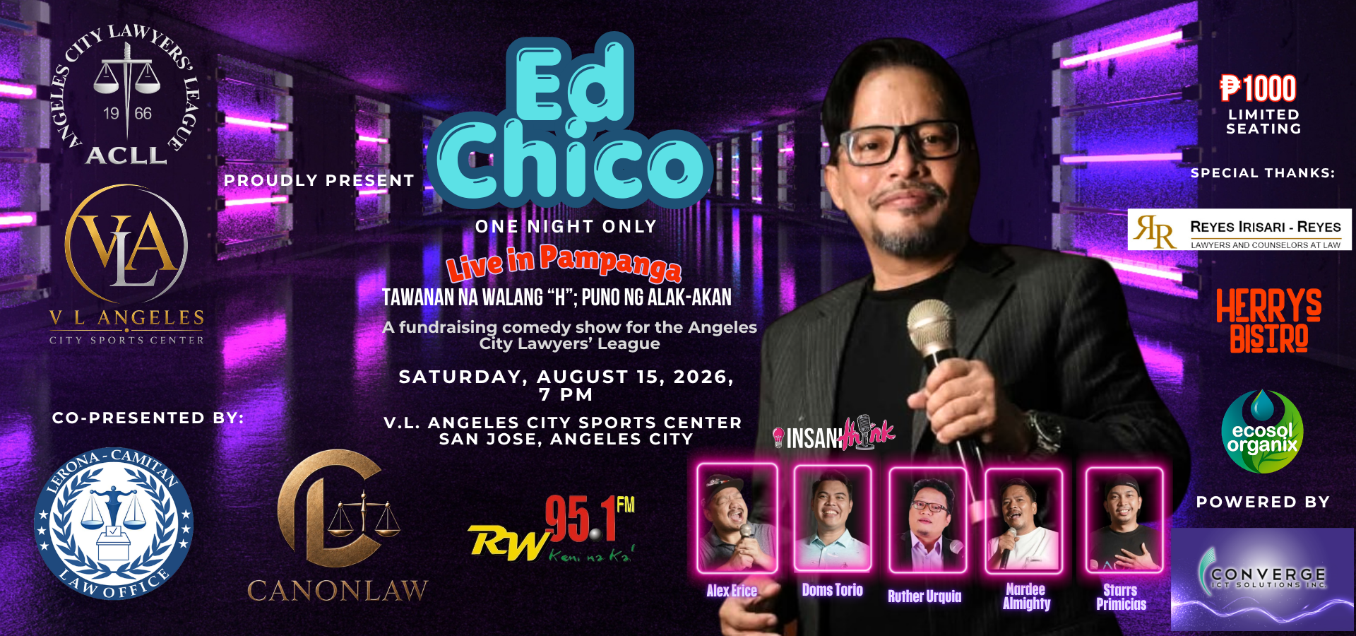 ACLL Comedy Night banner for Ed Chico live in Pampanga